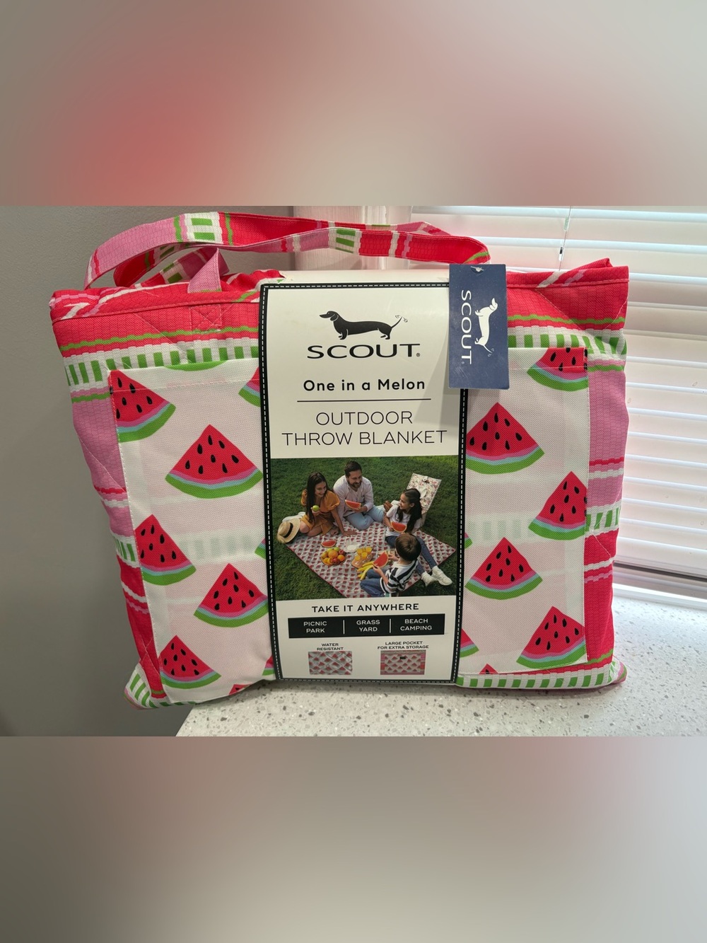 NWT SCOUT Outdoor Throw Blanket - Pink and Green Watermelon Print